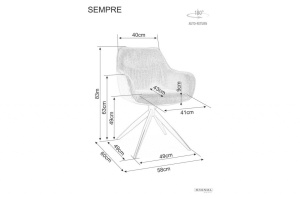 SCAUN PIVOTANT SEMPRE, GRI 07/GRI INCHIS/NEGRU MAT, TAPITERIE DIN STOFA BREGO, PIELE ECO SI PICIOARE DIN METAL, STIL MODERN - Img 8