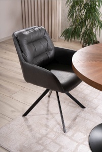 SCAUN PIVOTANT SPELLO, GRI 06/NEGRU MAT, TAPITERIE DIN PIELE ECOLOGICA SI PICIOARE DIN METAL, STIL MODERN - Img 2