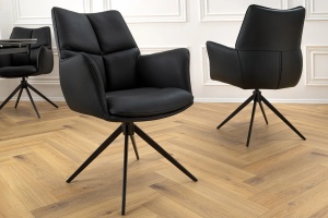SCAUN ROTATIV, PAPILLON, METAL SI PIELE DE CULOARE NEAGRA, ARTIM GROUP SELECTION