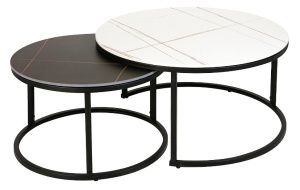 SET 2 MASUTE DE CAFEA FERRANTE B, 60/80 CM, EFECT DE MARMURA NEAGRA/ALBA, BLAT DIN CERAMICA SI CADRU DIN METAL, STIL MODERN - Img 2