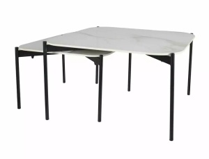 SET 2 MASUTE DE CAFEA STEP , 60/80 CM, EFECT DE MARMURA ALBA/NEGRU, BLAT DIN CERAMICA SI CADRU DIN METAL, STIL MODERN - Img 2