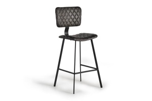 SET 2 SCAUNE DE BAR 1216, GRI INCHIS, DIN PIELE SI METAL, STIL INDUSTRIAL G&C