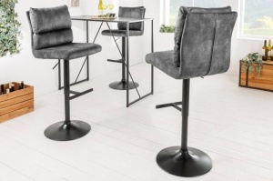 SET 2 SCAUNE DE BAR, COMFORT GRI, CATIFEA SI METAL, DESIGN INDUSTRIAL
