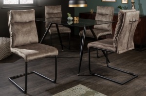 SET 2 SCAUNE LIVING, COMFORT, TAUPE, CU TAPITERIE DIN MICROFIBRA, STIL INDUSTRIAL, ARTIM GROUP