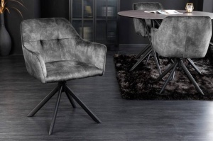 SET 2 SCAUNE, ROTATIV CU BRATE, LOFT, CATIFEA GRI INCHIS, STIL LOFT, ARTIM GROUP SELECTION
