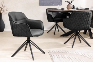 SET 2 SCAUNE ROTATIVE 180 GRADE, EUPHORIA, DIN PIELE NEAGRA SI METAL, ARTIM GROUP SELECTION