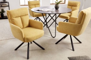 SET 2 SCAUNE ROTATIVE, BIG GEORGE GALBEN, TEXTIL, ASPECT RETRO, ARTIM GROUP SELECTION
