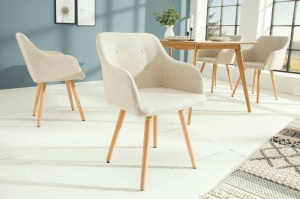 SET 2 SCAUNE, TEXTIL BEJ, SCANDINAVIA, DESIGN SCANDINAV