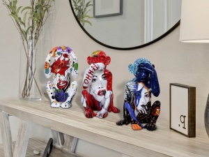 SET 3 FIGURINE DECORATIVE MONOS SABIOS, 15x24 CM, DIN POLIRASINA, STIL MODERN