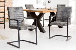 SET 4 SCAUNE DINING SAU BIROU, NEGRE/GRI VINTAGE IMPERIAL 37261 - DESIGN VINTAGE