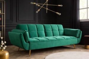 STOC!!!CANAPEA EXTENSIBILA 215CM, DIN LEMN SI CATIFEA VERDE SMARALD, ARTIM GROUP SELECTION