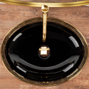 STOC!LAVOAR REA MARGOT, NEGRU/AURIU, 52CM, DIN CERAMICA, CALITATE SUPERIOARA - Img 3