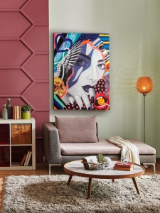 TABLOU DECORATIV POP ART 788243, 90X120, DE PANZA SI VOPSEA ACRILICA, STIL MODERN, SCHULLER