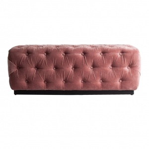 TABURET PAT TARDIANO, 26781, BUTONAT, CULOARE ROZ PAL, STIL MODERN, DIN LEMN DE MANGO, COMBINAT CU CATIFEA ȘI SPUMA, VIC