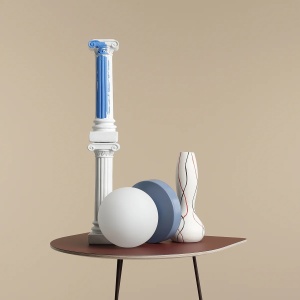 VEIOZA BALL S, 17 CM, ALBASTRA, DIN STICLA SI METAL, STIL MODERN - Img 4