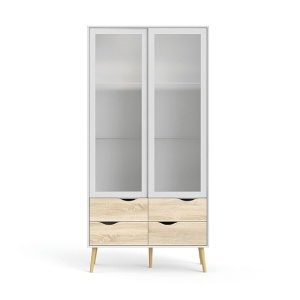 VITRINA/DULAP OSLO 75462, ALB/STEJAR, STIL MODERN, TK