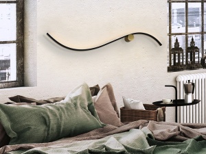 APLICA SILOE, 102 CM, AURIU/NEGRU MAT/OPAL, DIN METAL, ALUMINIU SI ACRIL, STIL MODERN - Img 5