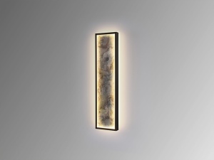 APLICA STONE, 60 CM, NEGRU MAT/GRI, DIN METAL SI ARDEZIE SINTETICA, STIL MODERN - Img 2