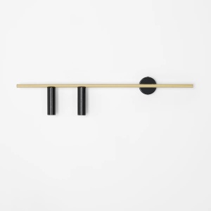 APLICA TREVO, 2 BRATE, 17 CM, NEGRU/ALAMA, DIN METAL, STIL MODERN