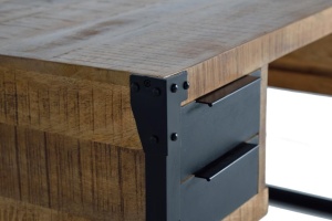 BIROU 1204, MARO/NEGRU, DIN LEMN MASIV DE MANGO/METAL, STIL INDUSTRIAL G&C - Img 2
