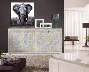 BUFET INDIA 6395, MULTICOLOR, DIN LEMN DE MANGO, STIL SHABBY CHIC G&C