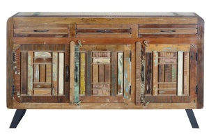 BUFET KATIA 6966,MARO/MULTICOLOR, DIN LEMN RECICLAT SI FIER, STIL VINTAGE G&C