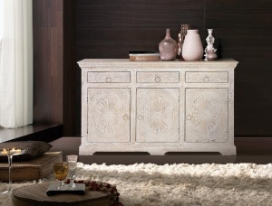 BUFET ROCHELLE 150CM, ALB/MARO, DIN LEMN DE MANGO, GINER Y COLOMER