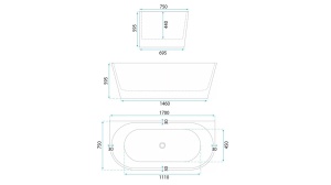 CADA REA CAPRI FREESTANDING, 170 CM, ALB, DIN ACRIL, CALITATE SUPERIOARA - Img 7