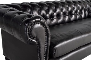 CANAPEA 1193, NEGRU, DIN PIELE NATURALA, STIL CHESTERFIELD G&C - Img 5