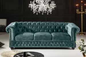 CANAPEA DEOSEBITA, CHESTERFIELD 205CM, COD 43091, DIN LEMN MASIV SI CATIFEA, DESIGN MODERN