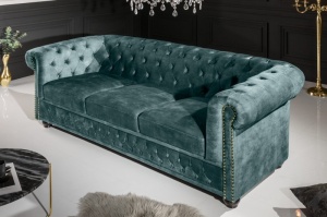 CANAPEA DEOSEBITA, CHESTERFIELD 205CM, COD 43091, DIN LEMN MASIV SI CATIFEA, DESIGN MODERN - Img 2