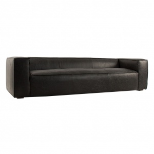 CANAPEA EXETER REF. 24212, CULOARE NEAGRA, STIL CLASIC, DIN LEMN MASIV DE FRASIN SI PIELE, VIC - Img 2