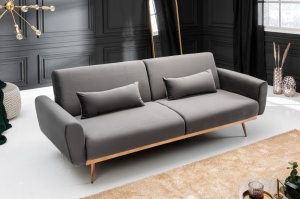 CANAPEA EXTENSIBILA 210CM, TAPITATA CU CATIFEA GRI, BELLEZZA, STIL MODERN