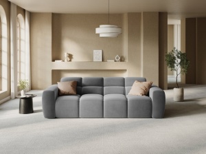 CANAPEA LISA, 4 LOCURI, 265 CM, GRI DESCHIS, TAPITERIE DIN CATIFEA, DESIGN DEOSEBIT