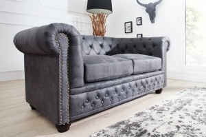 CANAPEA LUX DESIGN ENGLEZESC, CHESTERFIELD GRI, 150CM, ARTIM GROUP SELECTION - Img 2