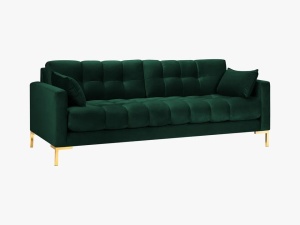 CANAPEA MAMAIA, 3 LOCURI, 177 CM, VERDE SMARALD 78/AURIU, TAPITERIE DIN CATIFEA, DESIGN DEOSEBIT