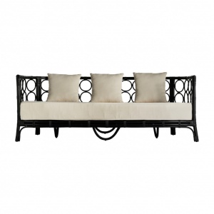 CANAPEA TAULIS REF. 28974, ALB/NEGRU, STIL CLASIC, DIN RATAN SI BUMBAC
