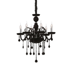 CANDELABRU GIUDECCA SP6, NEGRU, DIN STICLA, STIL CLASIC
