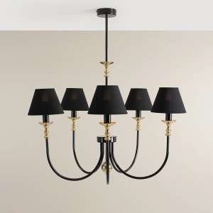 CANDELABRU ROMA, 5 BRATE, 87 CM, NEGRU/AURIU, DIN STICLA SI METAL, STIL MODERN