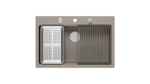 CHIUVETA BUCATARIE REA MARC 110 WORKSTATION, BEJ/CROM, DIN GRANIT, CALITATE SUPERIOARA