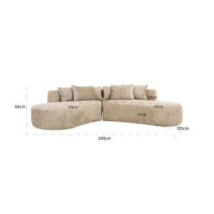 COLTAR CASSIE CU 4 LOCURI, FUSION 109 DESERT, S5175, CONFECTIONAT DIN LEMN, POLIURETAN, METAL, SPUMA SI 100% POLIESTER, RICHMOND INTERIOR - Img 3
