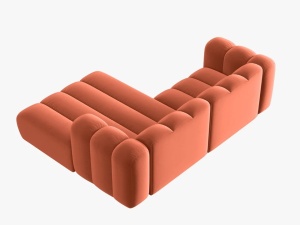 COLTAR MODULAR LUPIN, DREAPTA, 3 LOCURI, 228 CM, CORAL 12, TAPITERIE DIN CATIFEA, DESIGN DEOSEBIT - Img 4