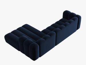 COLTAR MODULAR LUPIN, DREAPTA, 4 LOCURI, 288 CM, ALBASTRU ROYAL 5, TAPITERIE DIN CATIFEA, DESIGN DEOSEBIT - Img 4