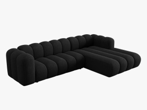 COLTAR MODULAR LUPIN, DREAPTA, 4 LOCURI, 288 CM, NEGRU 19, TAPITERIE CHENILLE, DESIGN DEOSEBIT - Img 3