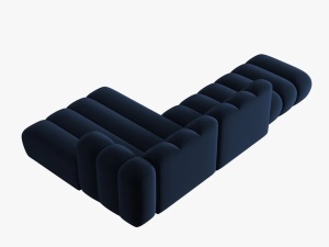 COLTAR MODULAR LUPIN, DREAPTA, 5 LOCURI, 294 CM, ALBASTRU ROYAL 5, TAPITERIE DIN CATIFEA, DESIGN DEOSEBIT - Img 4