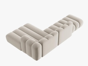 COLTAR MODULAR LUPIN, DREAPTA, 5 LOCURI, 294 CM, BEJ 1, TAPITERIE DIN CATIFEA, DESIGN DEOSEBIT - Img 2