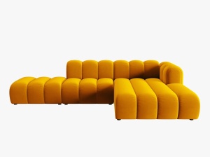 COLTAR MODULAR LUPIN, DREAPTA, 5 LOCURI, 294 CM, GALBEN 10, TAPITERIE DIN CATIFEA, DESIGN DEOSEBIT