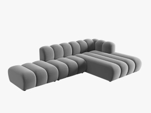 COLTAR MODULAR LUPIN, DREAPTA, 5 LOCURI, 294 CM, GRI 17, TAPITERIE DIN CATIFEA, DESIGN DEOSEBIT - Img 2