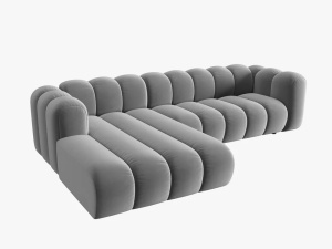 COLTAR MODULAR LUPIN, STANGA, 4 LOCURI, 288 CM, GRI 17, TAPITERIE DIN CATIFEA, DESIGN DEOSEBIT - Img 3