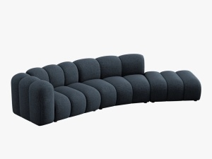 COLTAR SEMIROTUND LUPIN, DREAPTA, 5 LOCURI, 335 CM, ALBASTRU ROYAL 86, TAPITERIE CHENILLE, DESIGN DEOSEBIT - Img 3